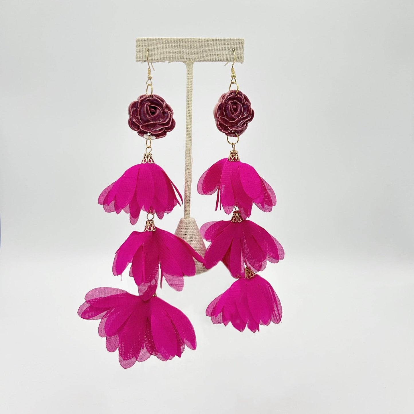 Rose cascade earrings