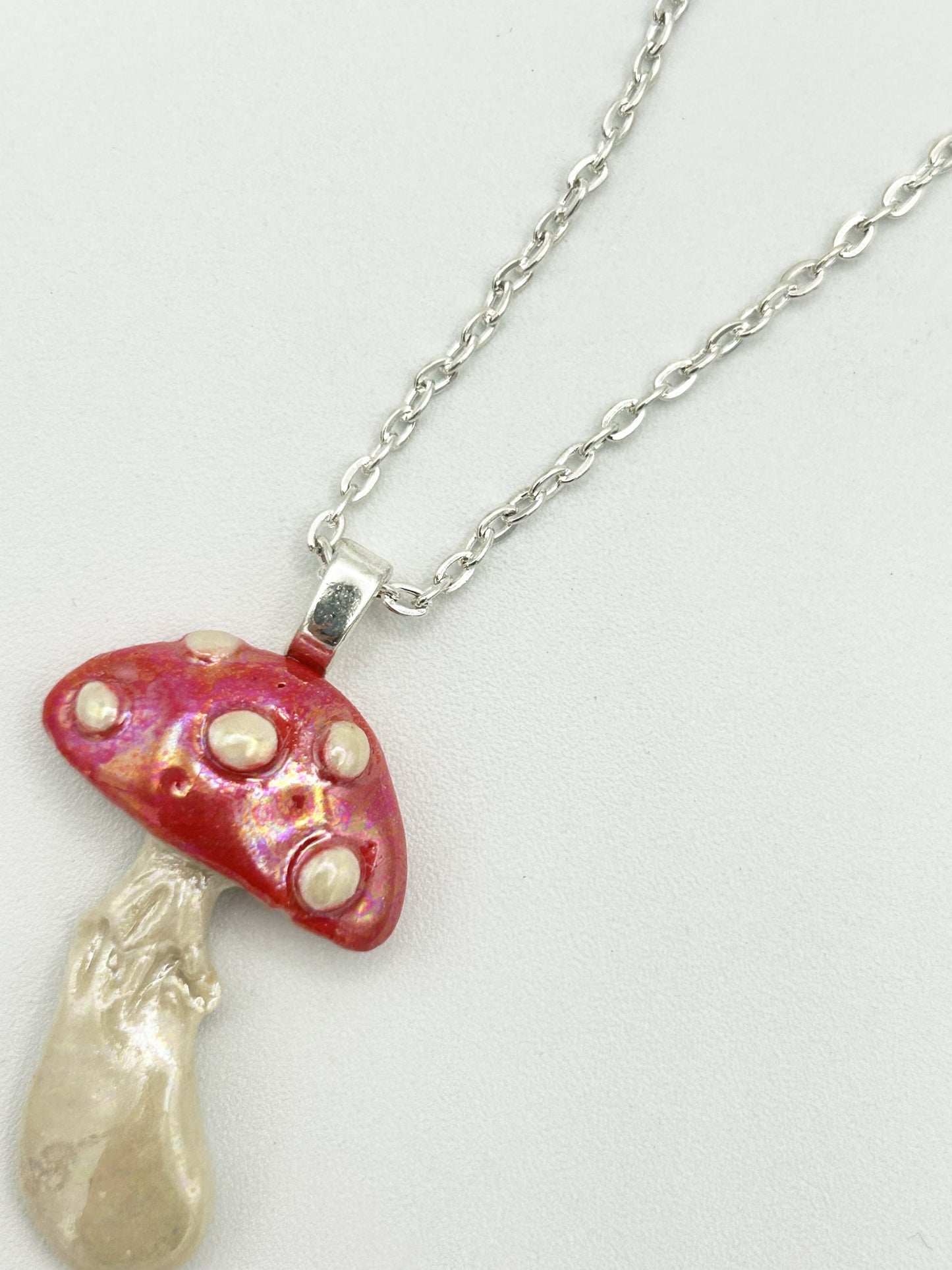 Large amanita mushroom necklace