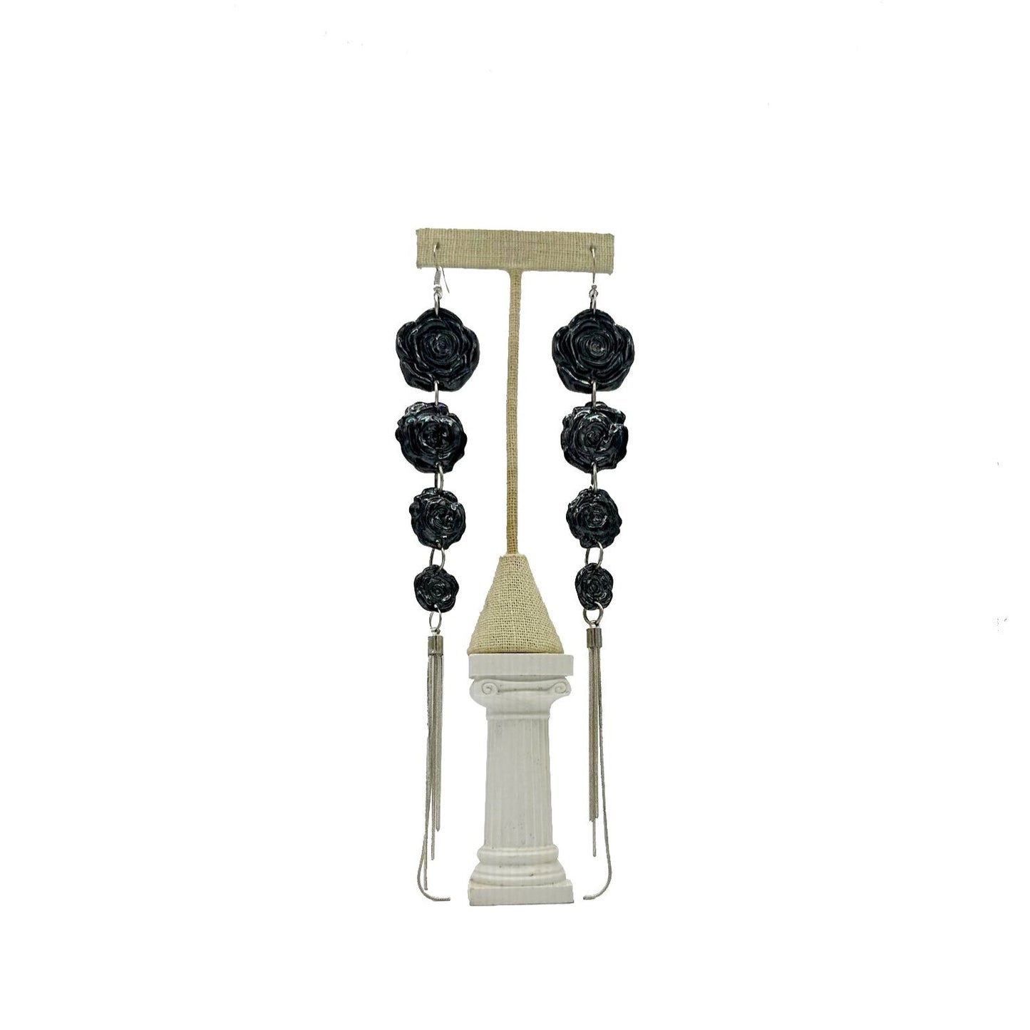 Shrinking rose tassel earrings