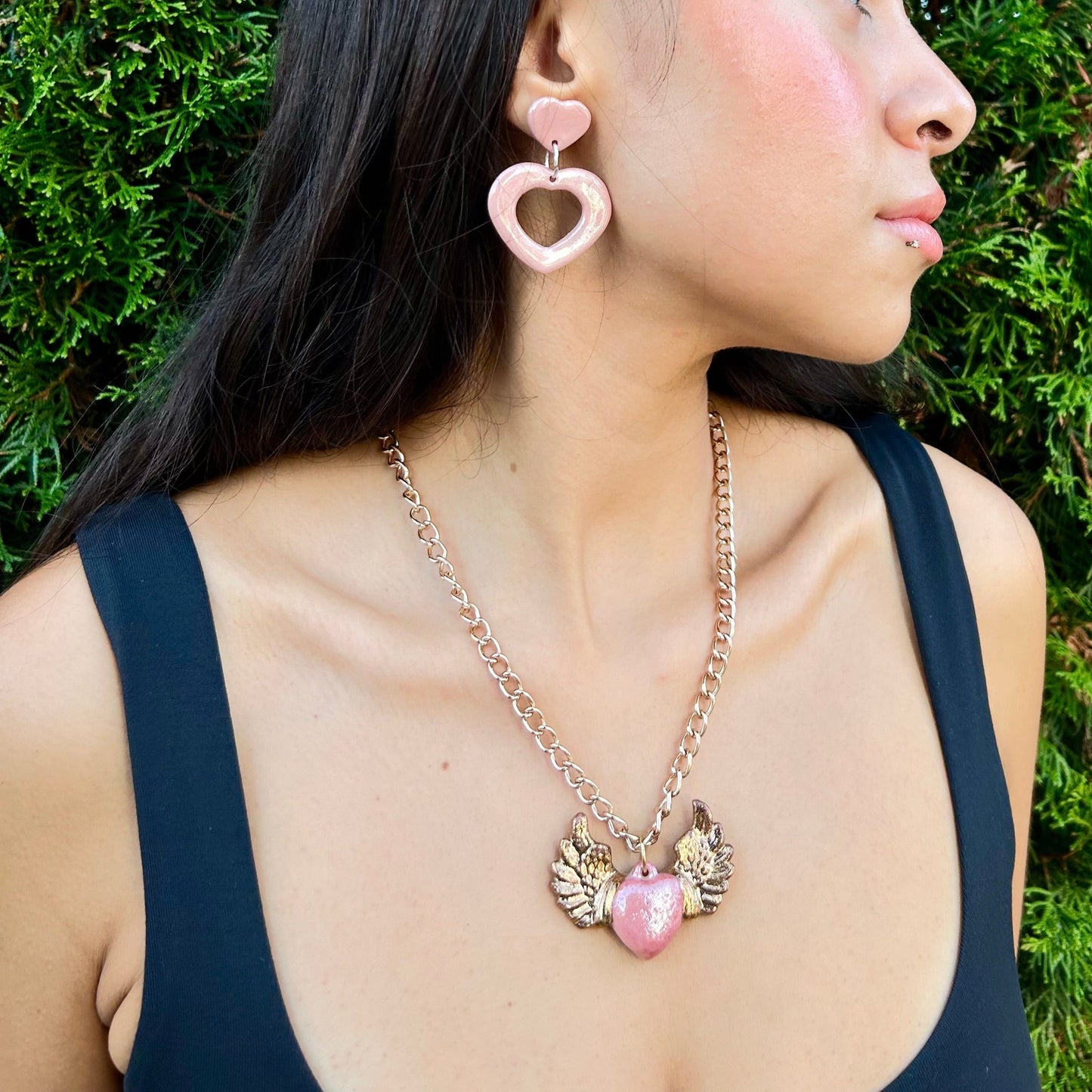 Winged heart necklace