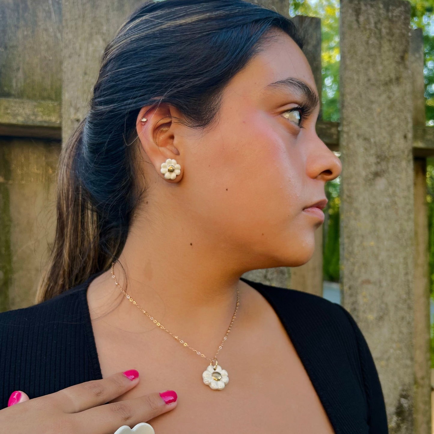 Tiny pansy necklace